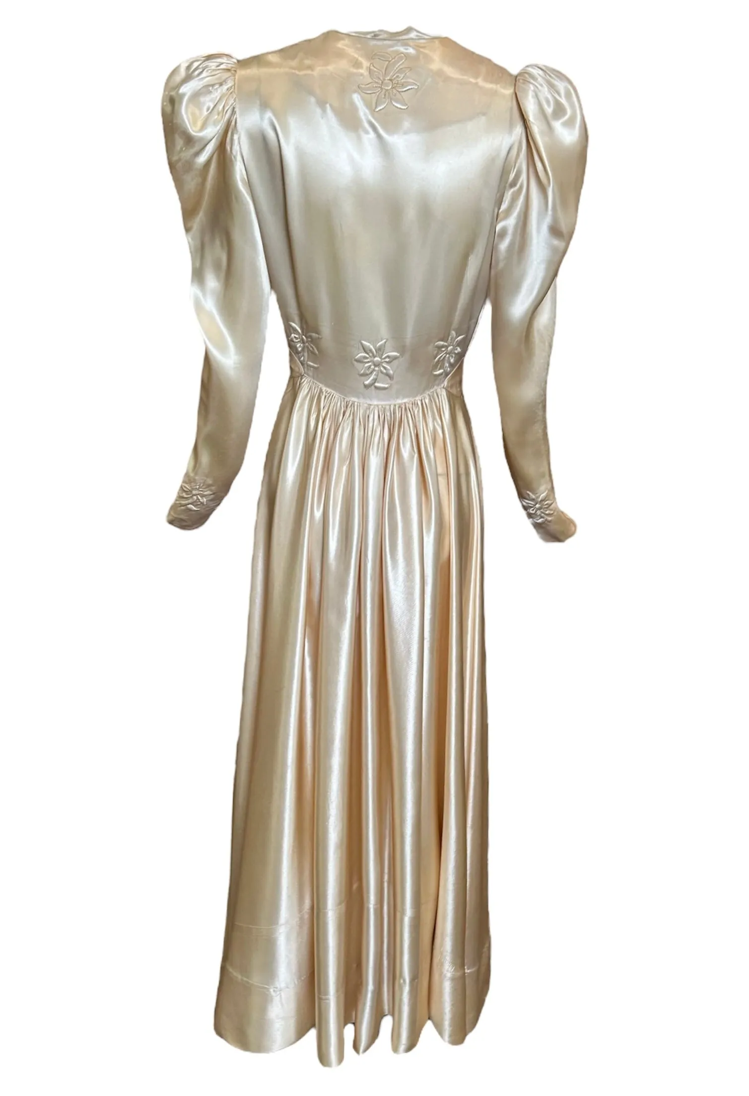 1940s Champagne Satin Evening Gown/Dressing Gown