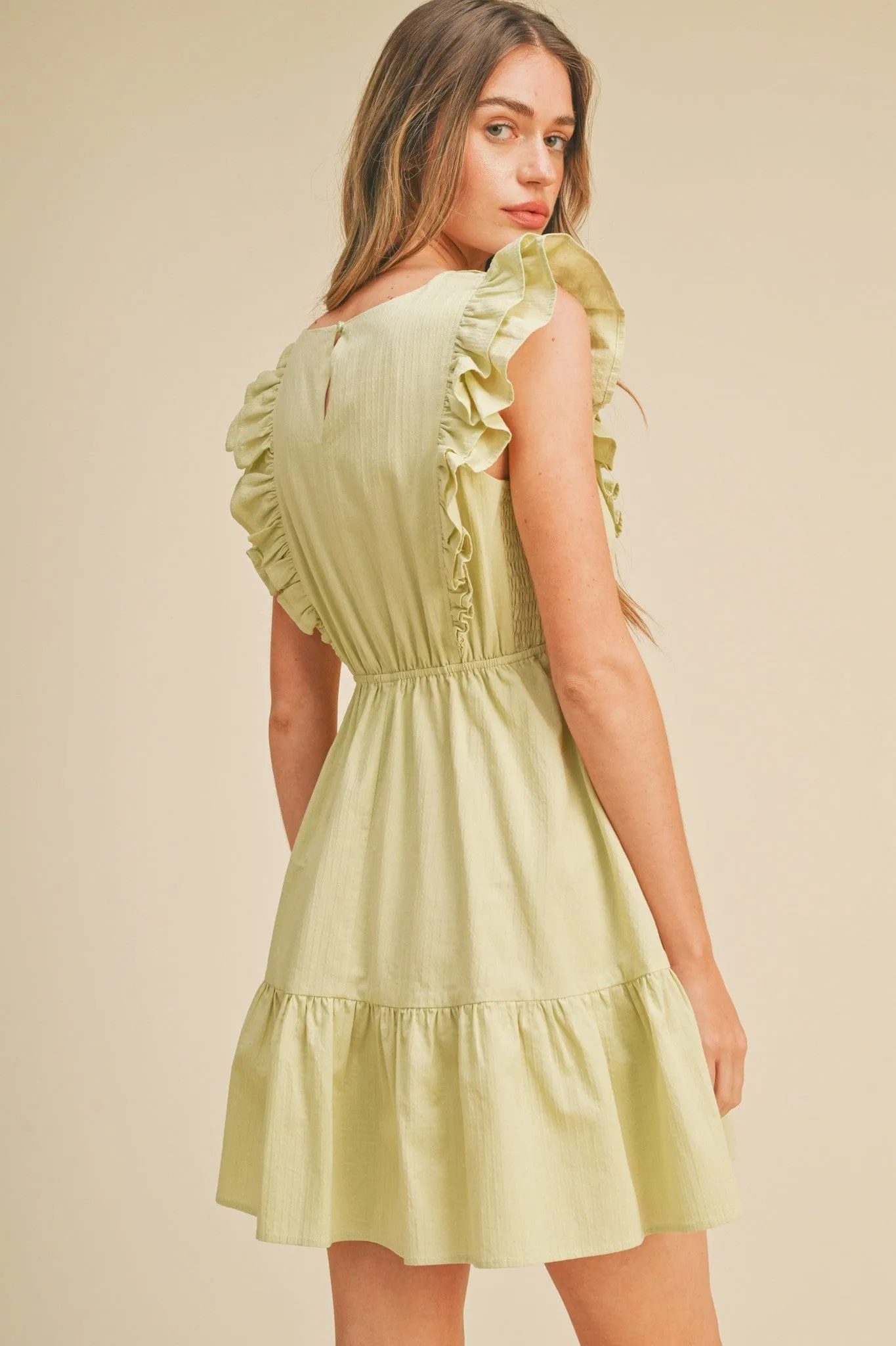 &merci V-Neck Ruffled Mini Dress