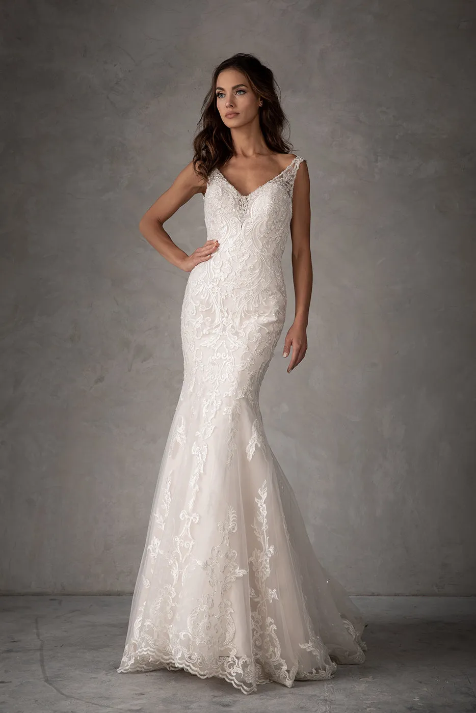 Applique V-Neck Mermaid Bridal Gown by Abby Lane 97107