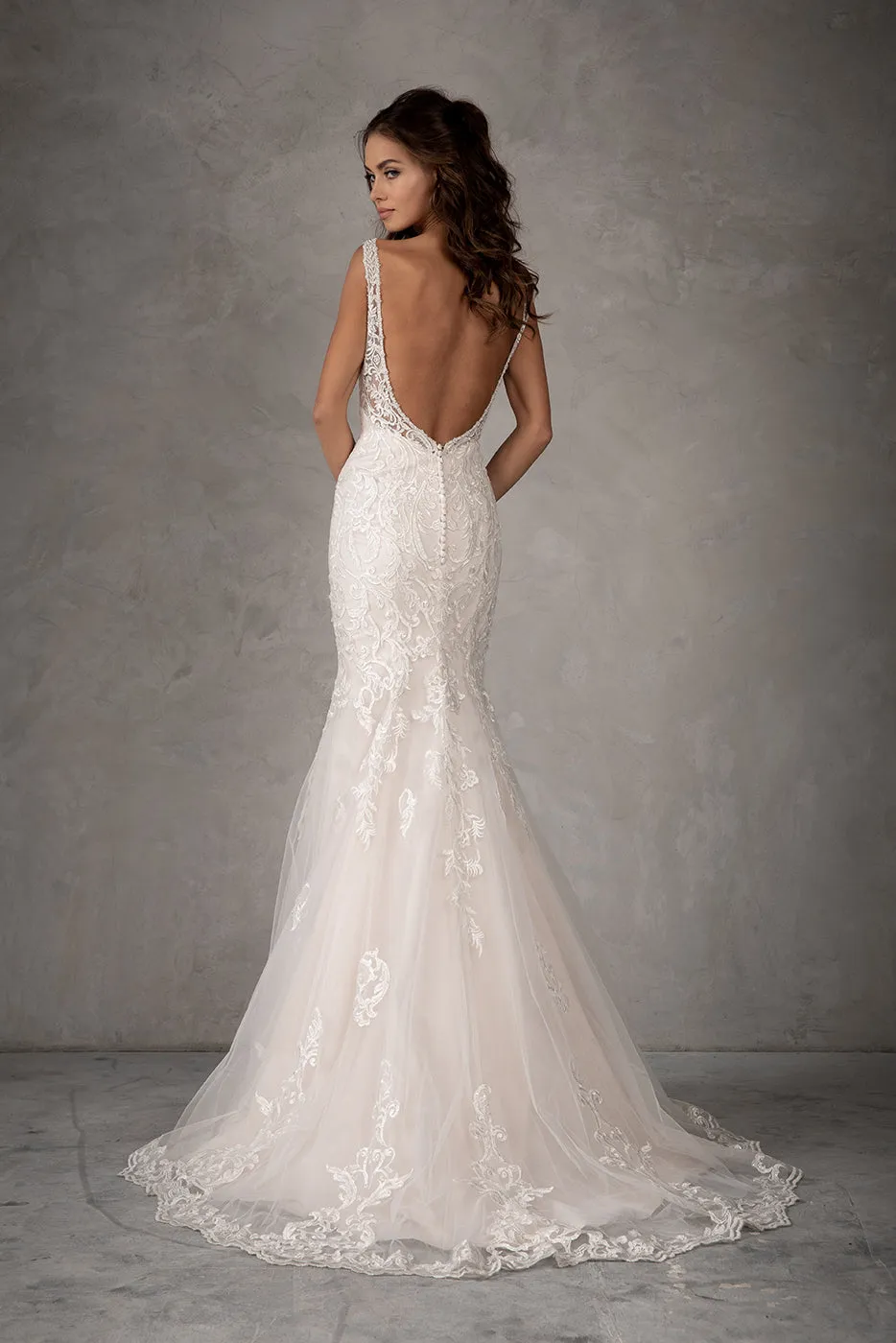 Applique V-Neck Mermaid Bridal Gown by Abby Lane 97107