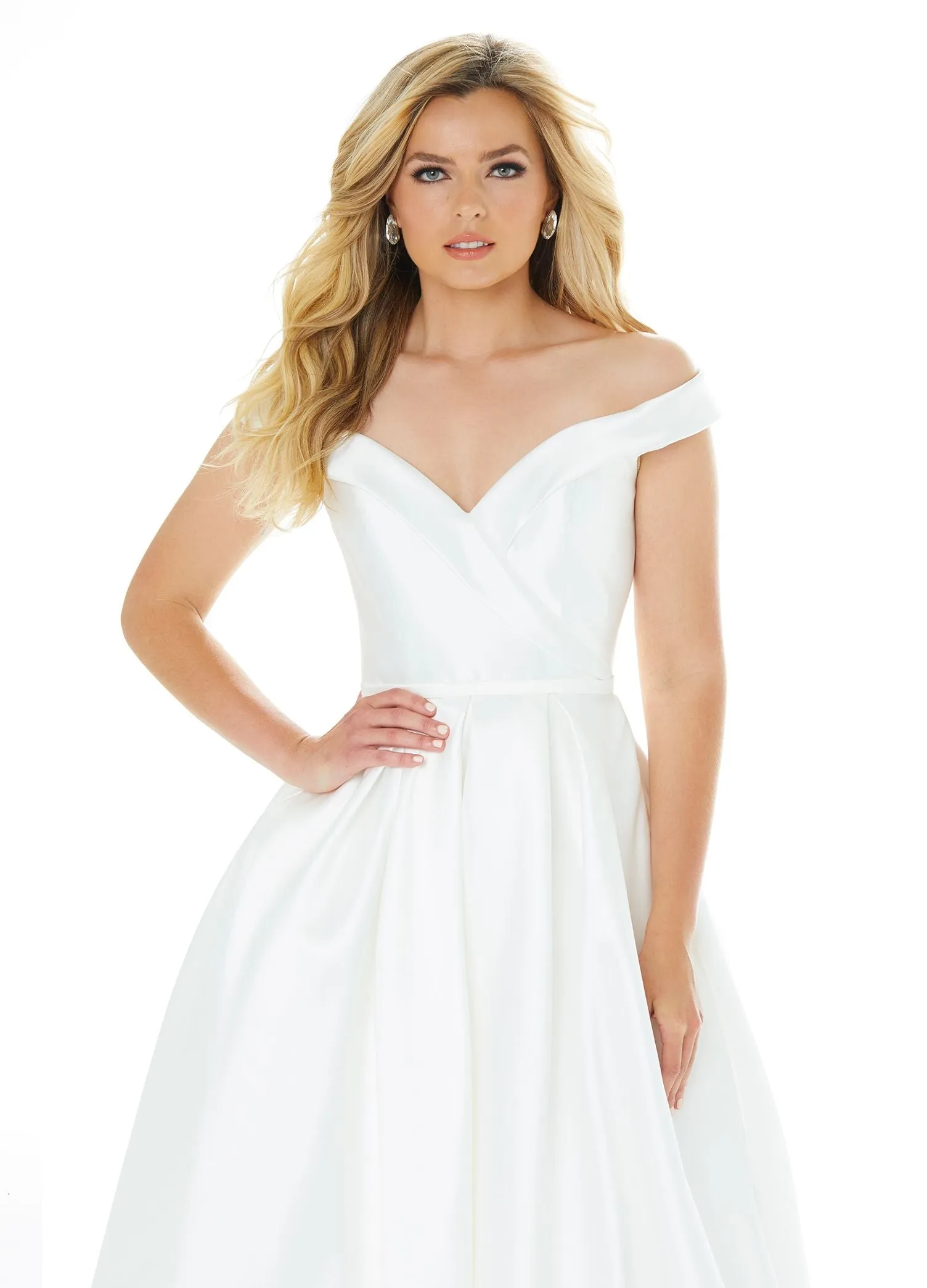 Ashley Lauren 1966 Size 22 Off the Shoulder Prom Dress Wedding Gown Ivory Ball Gown