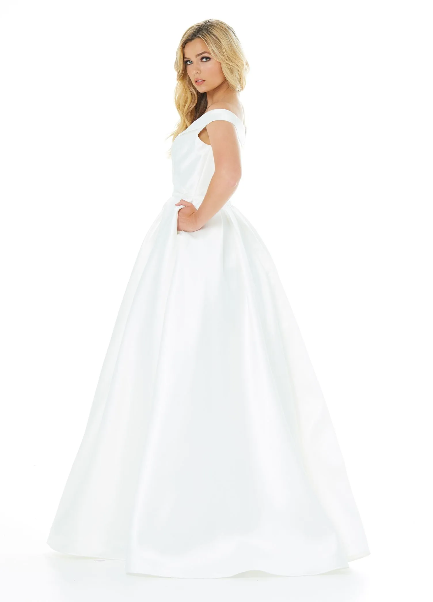 Ashley Lauren 1966 Size 22 Off the Shoulder Prom Dress Wedding Gown Ivory Ball Gown