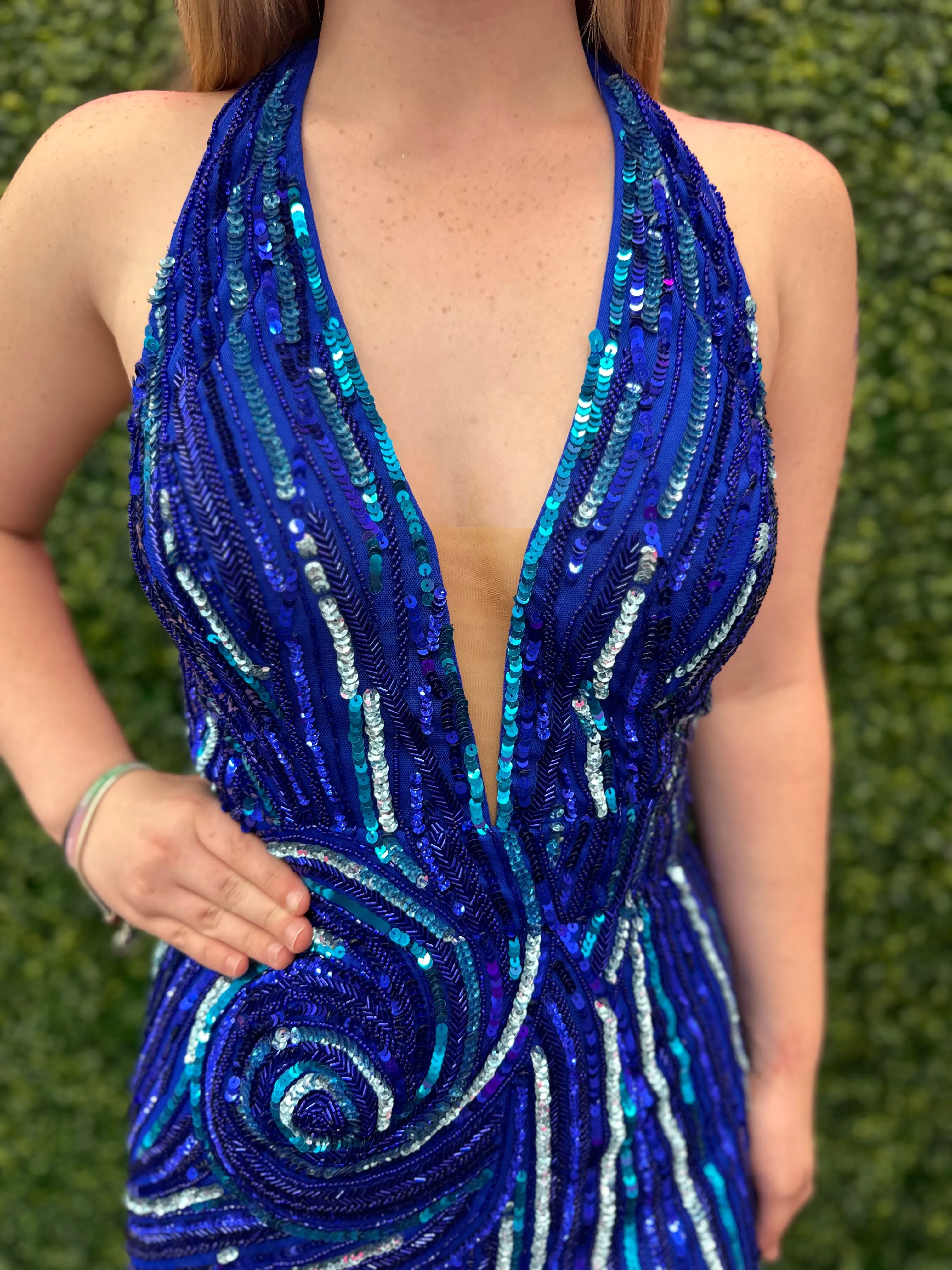 Ashley Lauren 4791 Halter Formal Cocktail Dress Sequins Homecoming Backless Short Gown