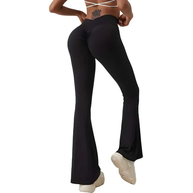 Black High Rise Flared Yoga Pants