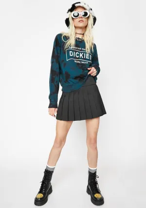 Black Seamed Pleated Skirt