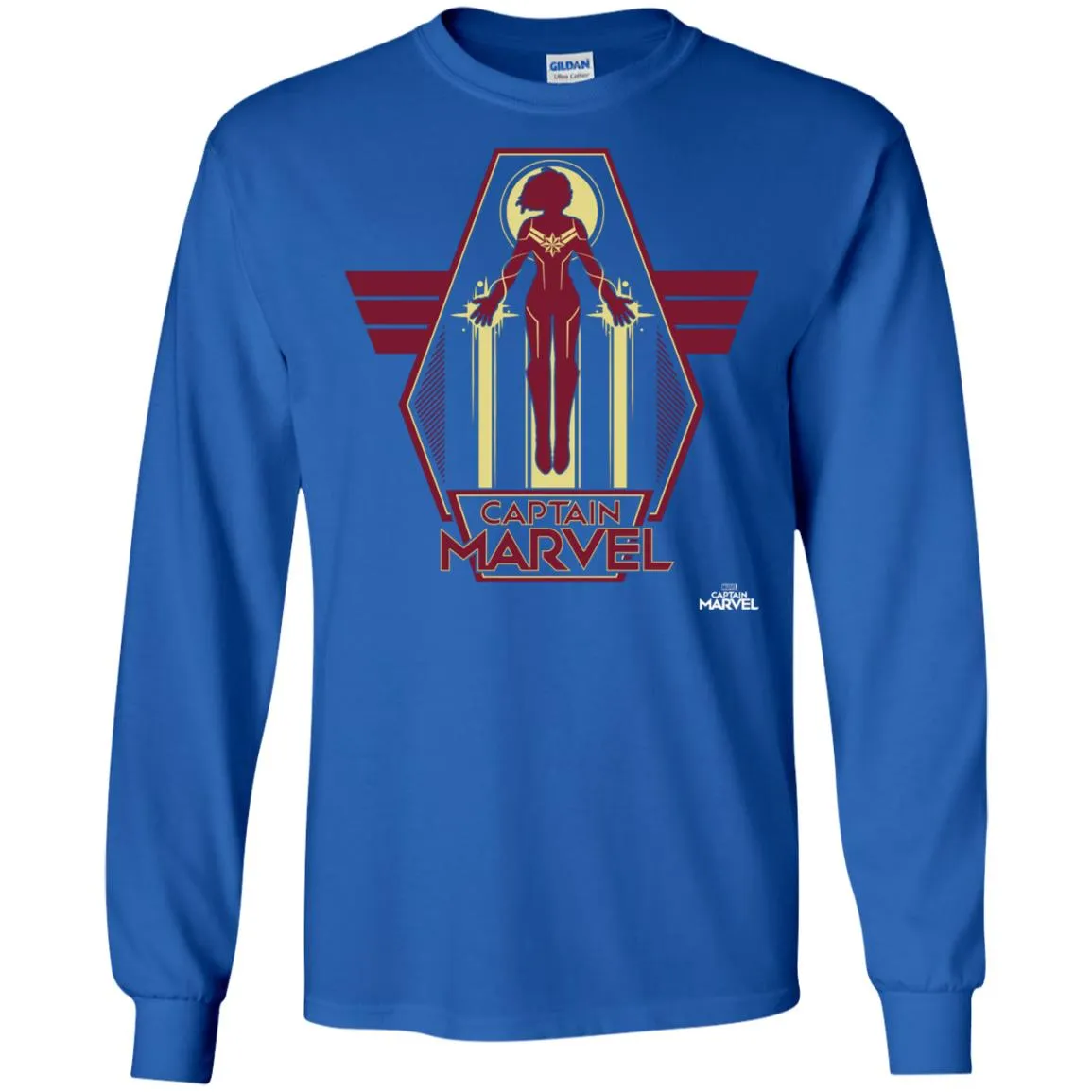 Captain Marvel Red Yellow Flight Powers Men Long Sleeve Shirt