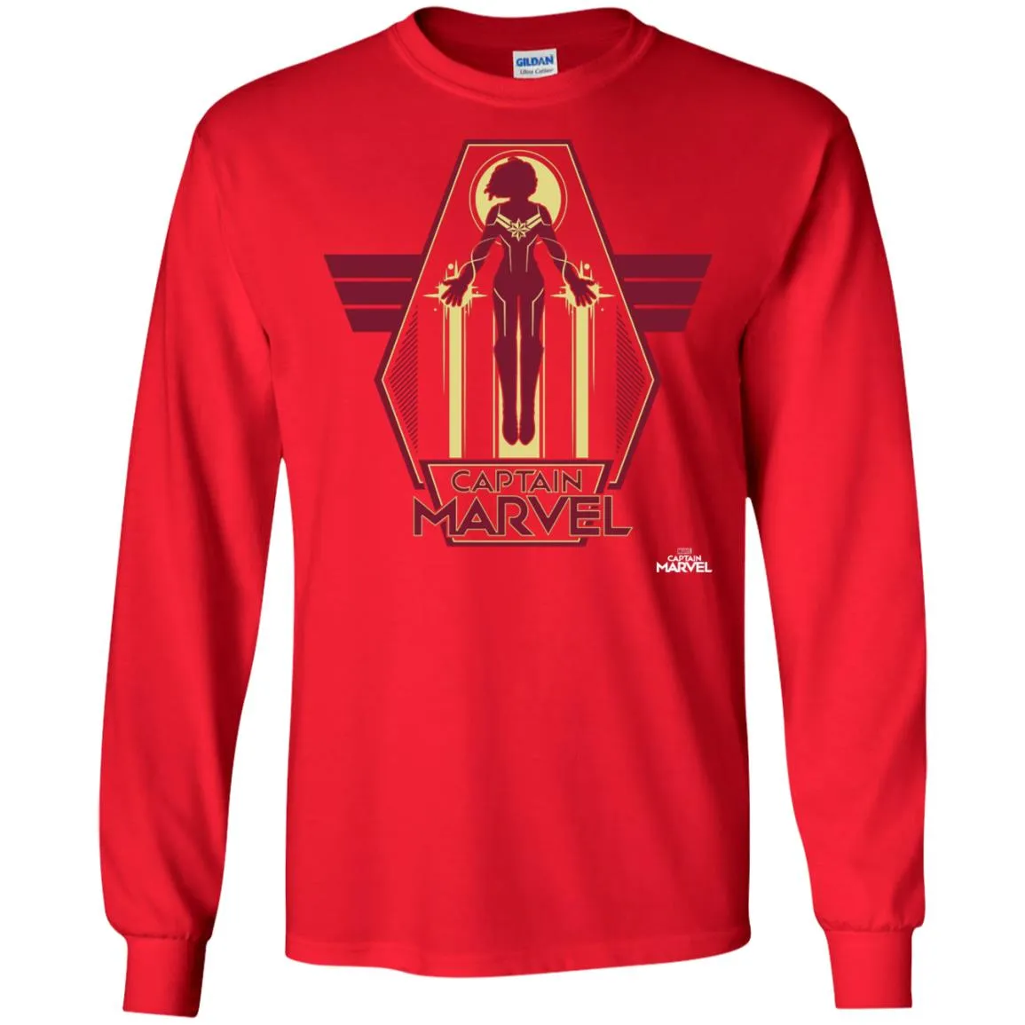Captain Marvel Red Yellow Flight Powers Men Long Sleeve Shirt