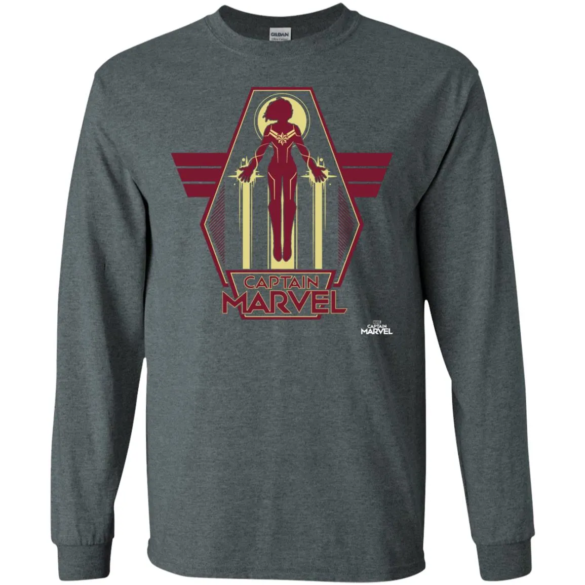 Captain Marvel Red Yellow Flight Powers Men Long Sleeve Shirt