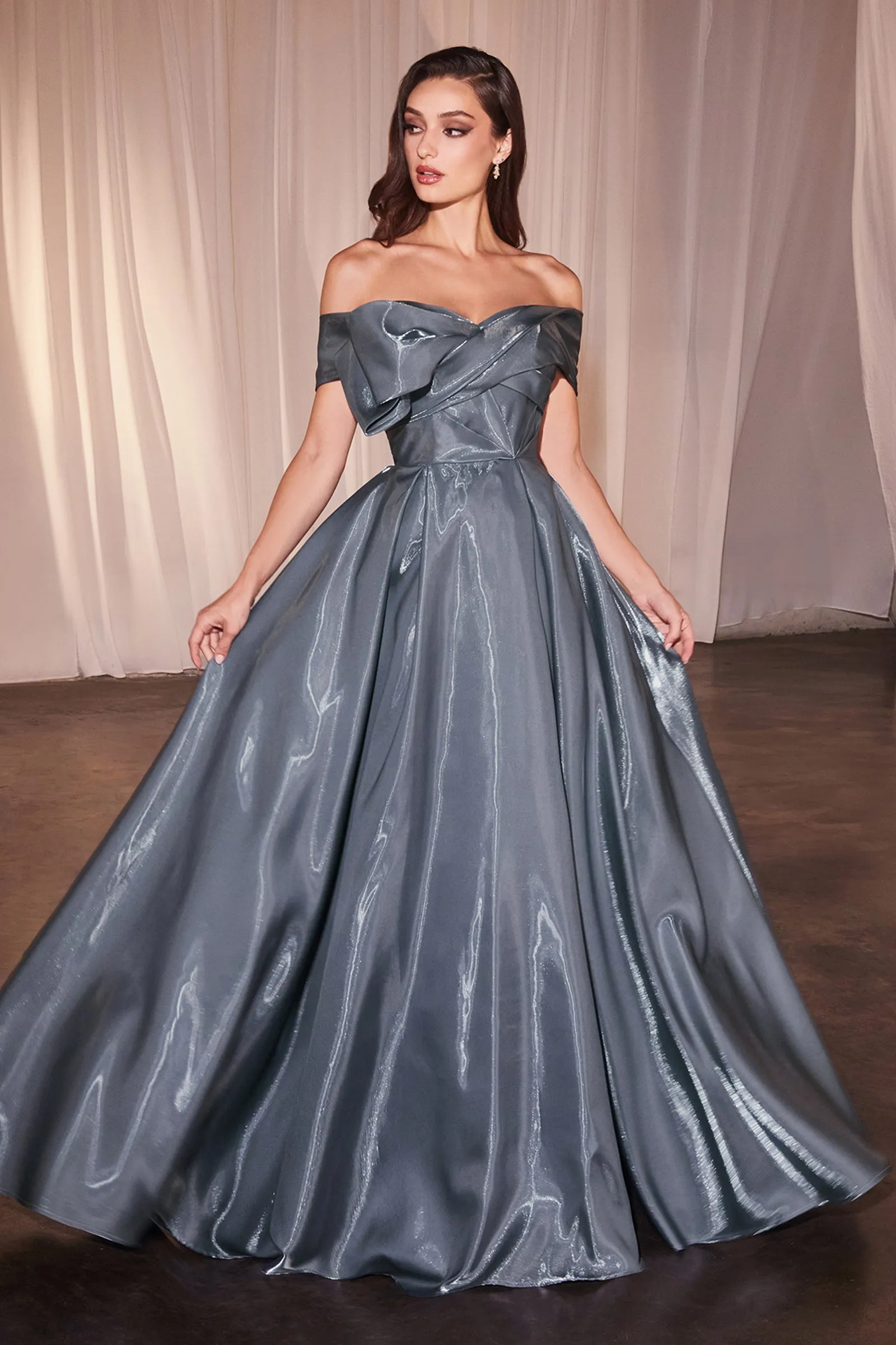 CINDERELLA DIVINE CD801 Luxurious Organza Off The Shoulder Ball Gown