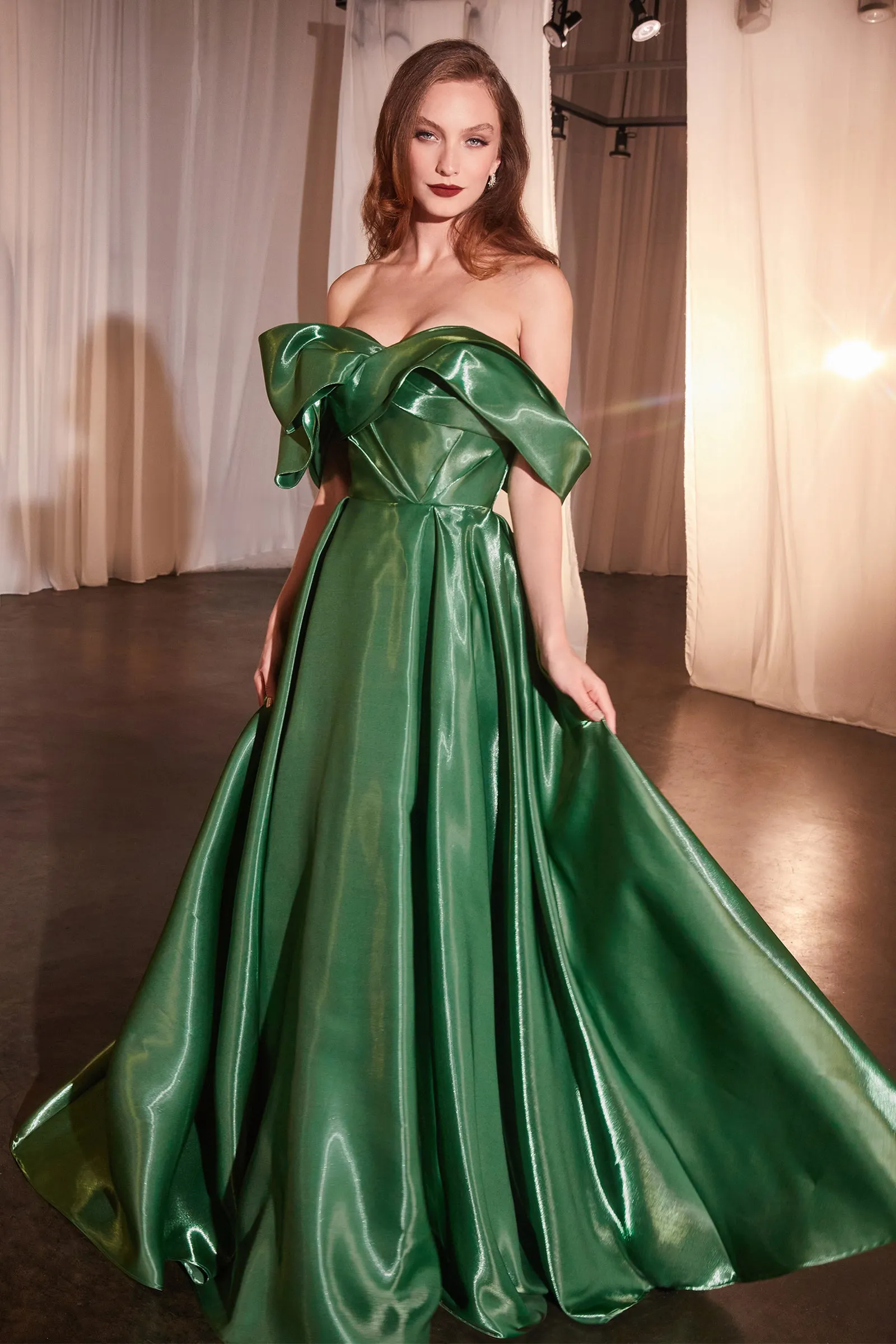 CINDERELLA DIVINE CD801 Luxurious Organza Off The Shoulder Ball Gown