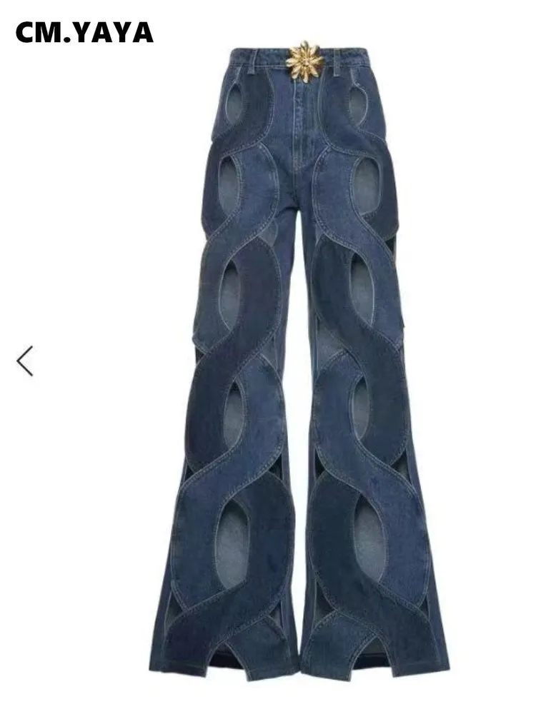Criss Cross Straight Flare Denim Pants