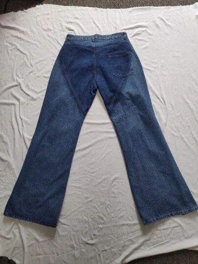 Criss Cross Straight Flare Denim Pants