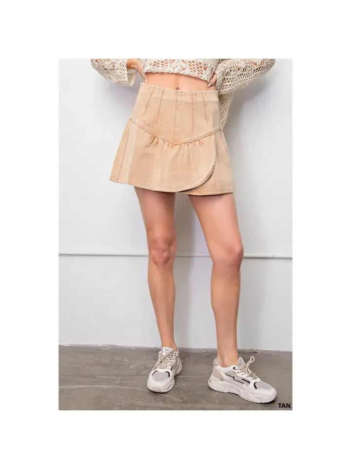 Devin Overlay Mini Skirt - Tan