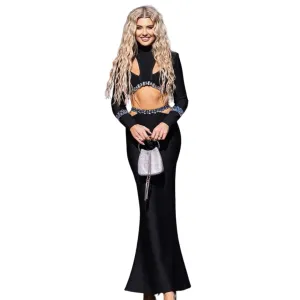 Diamond Hollow Out Dress Set