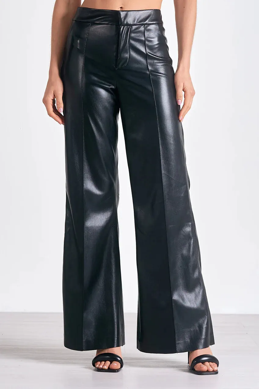 Elan Lans Faux Leather Pants - Black