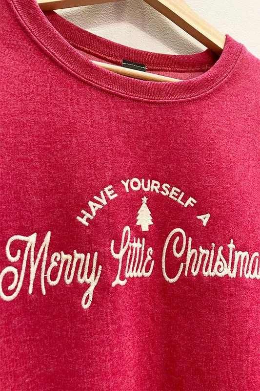 Embroidered Merry Little Christmas Sweatshirt  S-XL