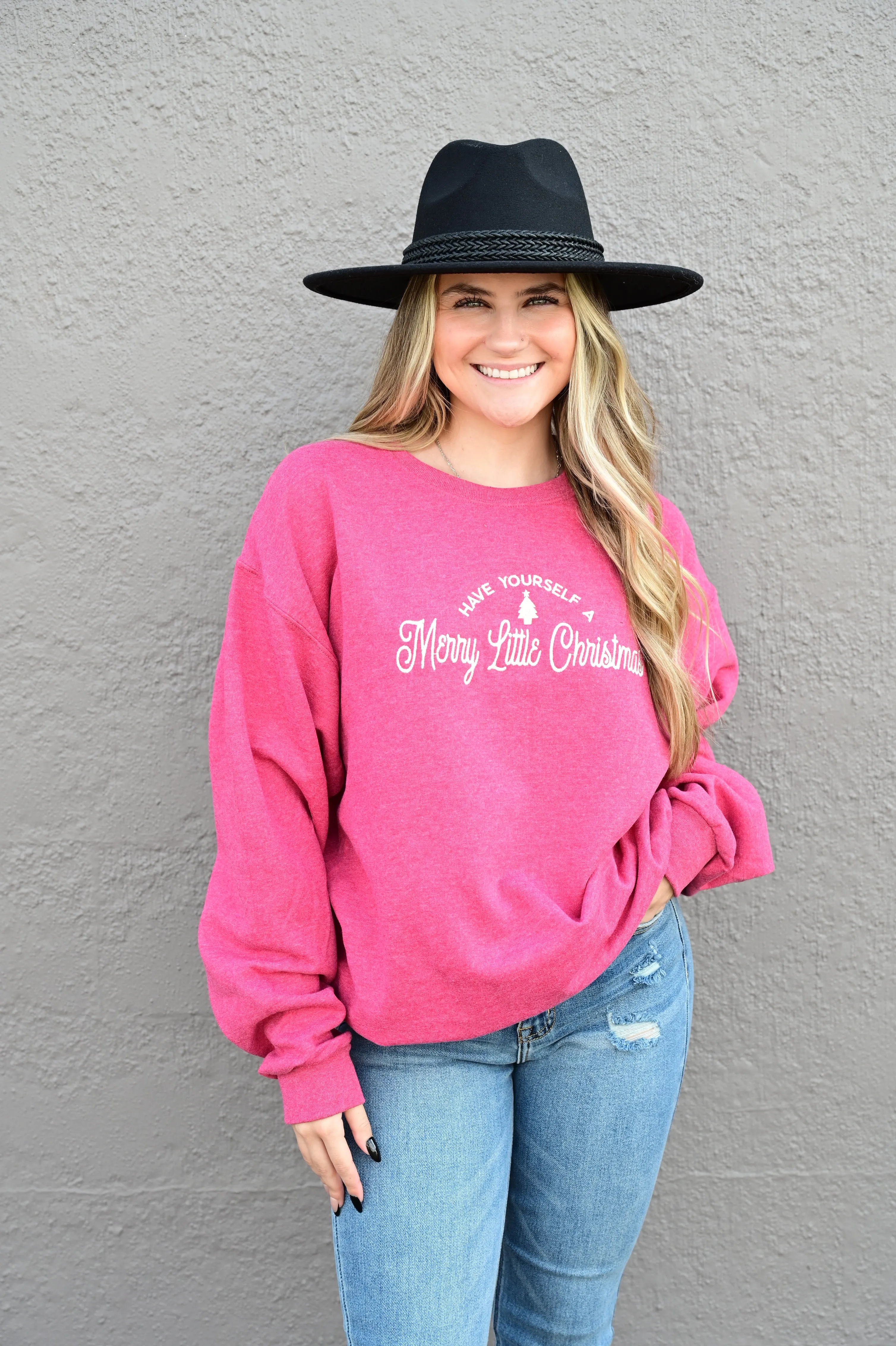 Embroidered Merry Little Christmas Sweatshirt  S-XL