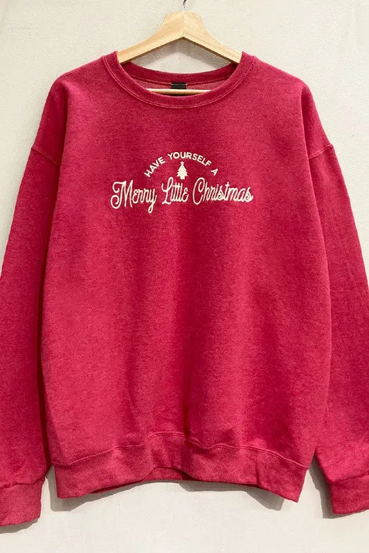 Embroidered Merry Little Christmas Sweatshirt  S-XL