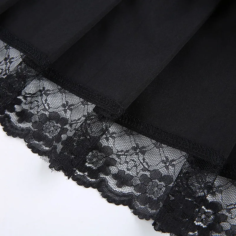 Gothic High Waist Lace Up Short Skirt