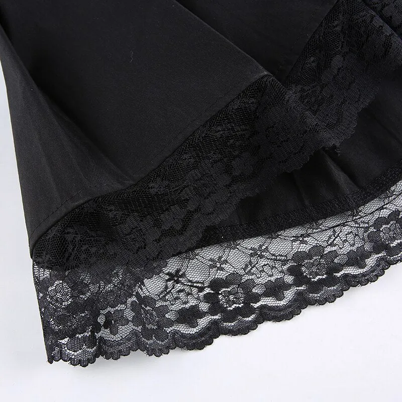 Gothic High Waist Lace Up Short Skirt