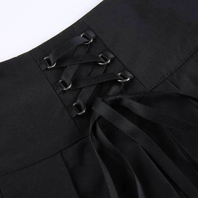 Gothic High Waist Lace Up Short Skirt