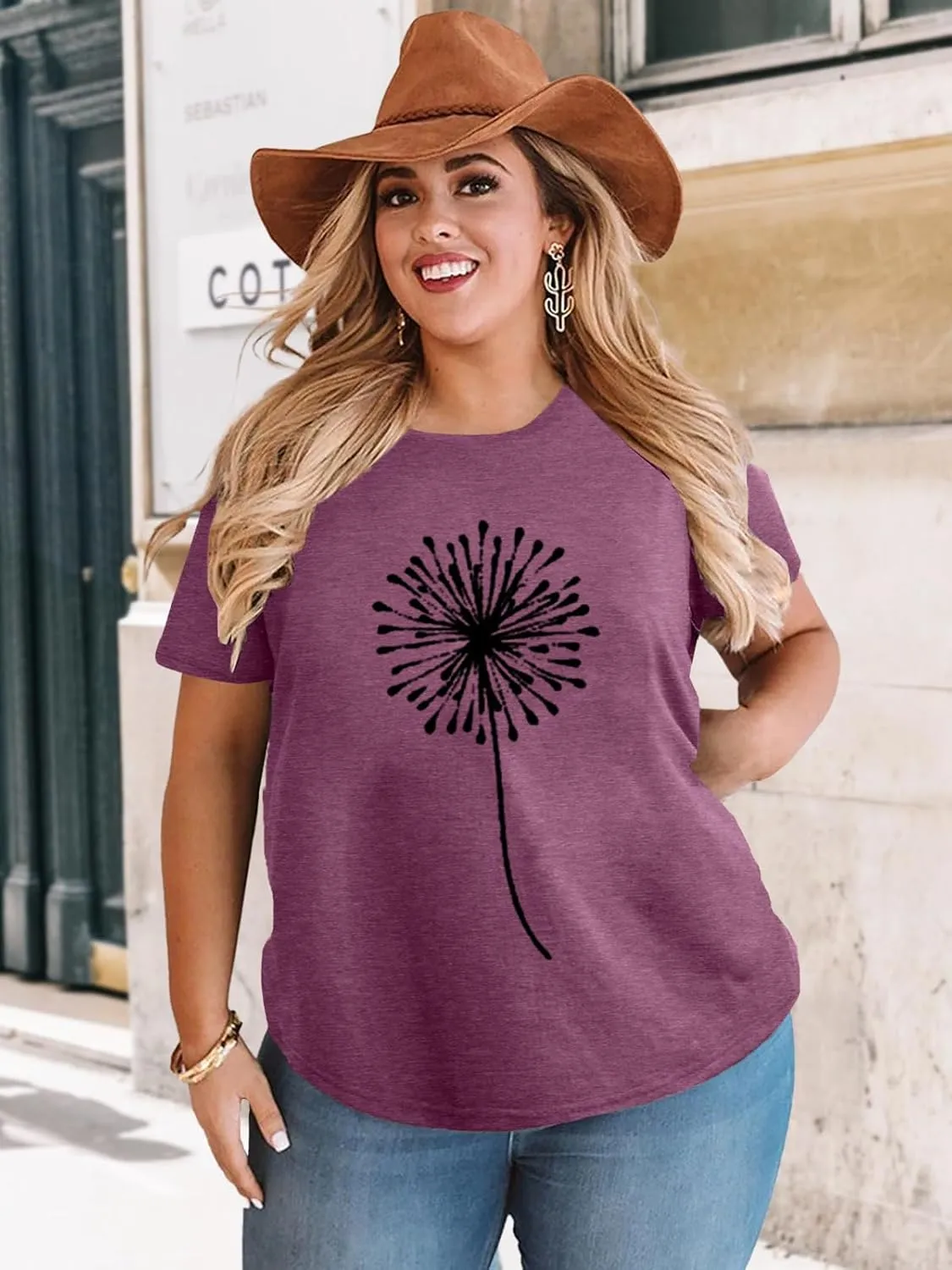 HDLTE Women Plus Size T Shirts Short Sleeve Casual Graphic Tee Tops