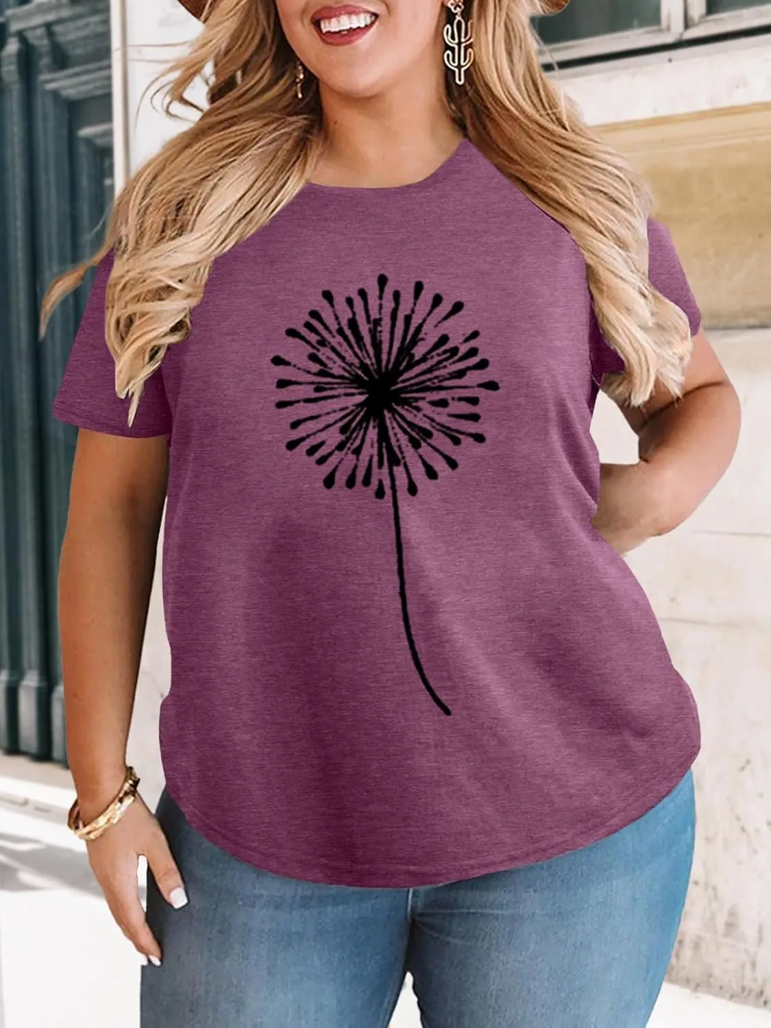 HDLTE Women Plus Size T Shirts Short Sleeve Casual Graphic Tee Tops