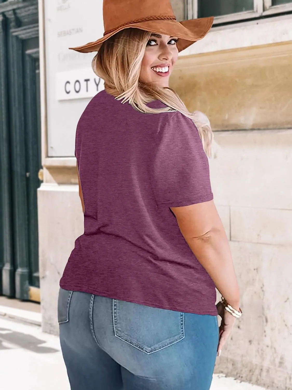 HDLTE Women Plus Size T Shirts Short Sleeve Casual Graphic Tee Tops