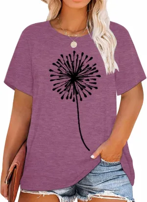 HDLTE Women Plus Size T Shirts Short Sleeve Casual Graphic Tee Tops