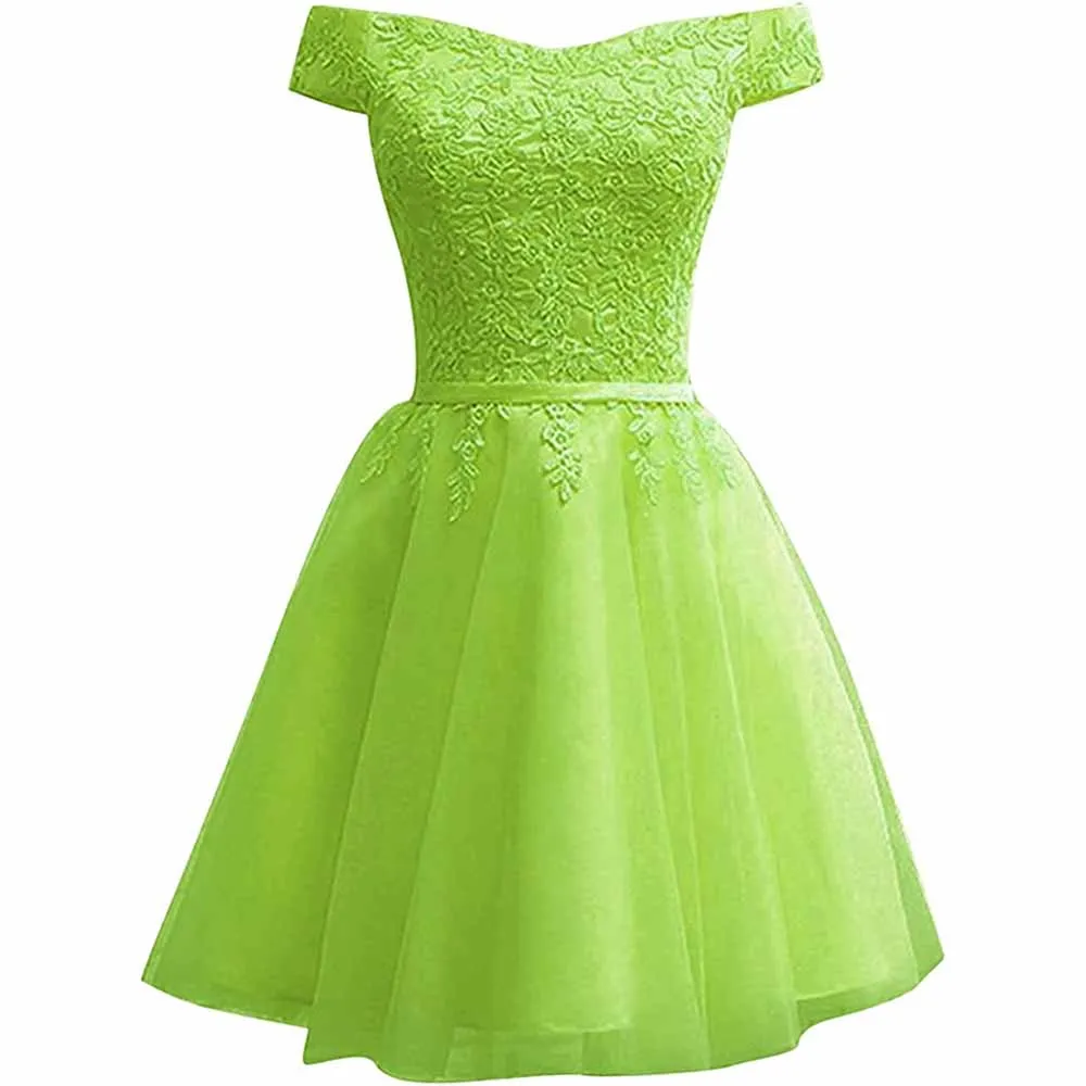 Homecoming Dresses for Teens Lace Short Prom Dress Off The Shoulder Prom Dress