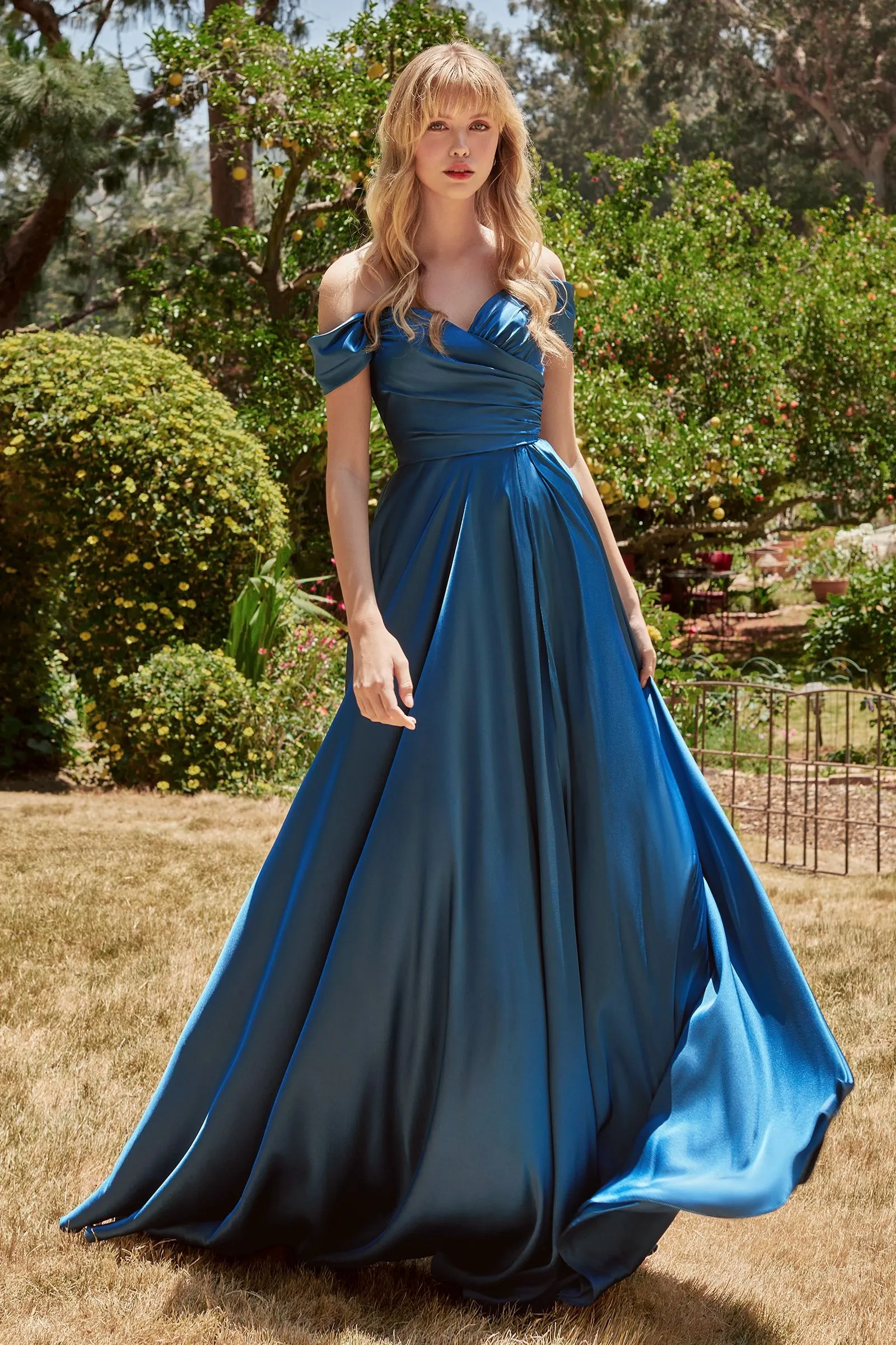 Ladivine 7493C Bridesmaids Dress Curvy Off the Shoulder A Line Evening Gown