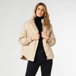 Londyn Relaxed Down Quilted Jacket - Beige - Final Sale