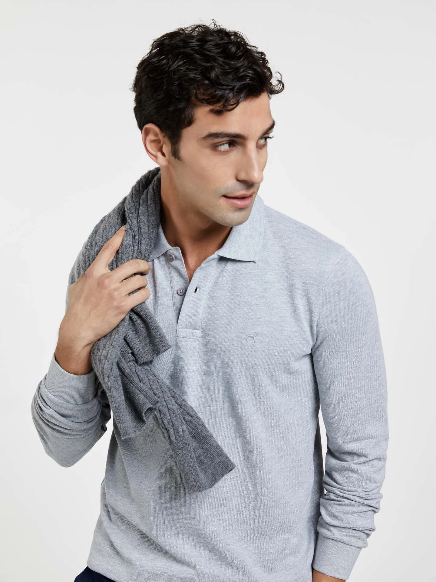 Long Sleeve Basic Polo Piqué Shirt