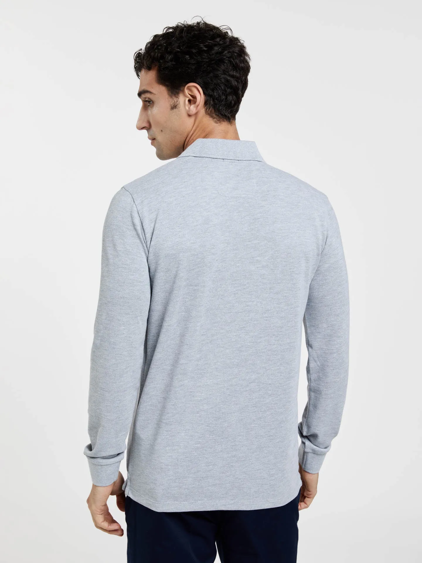 Long Sleeve Basic Polo Piqué Shirt