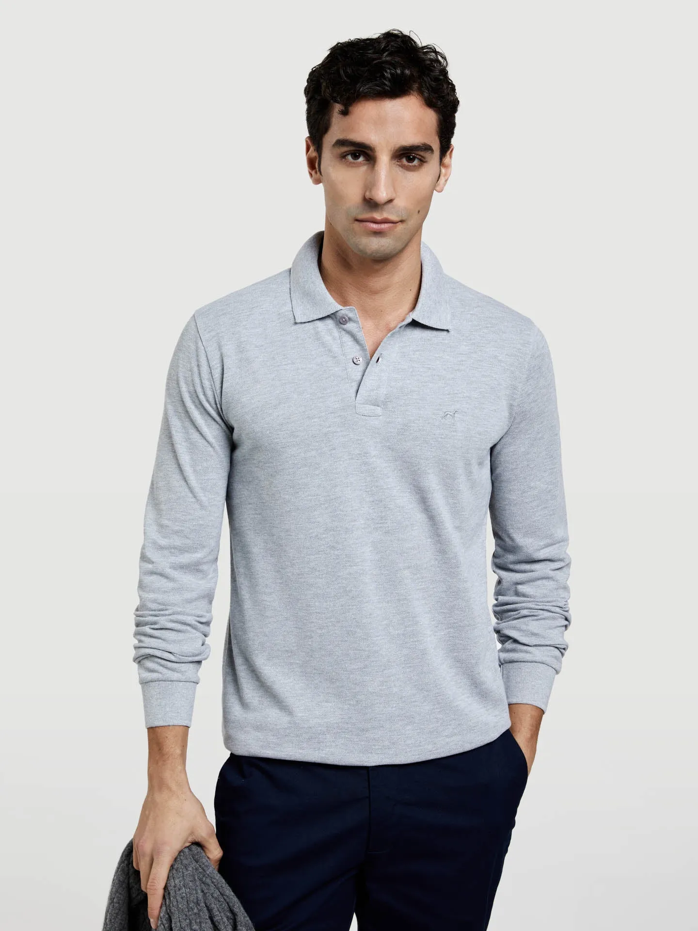 Long Sleeve Basic Polo Piqué Shirt