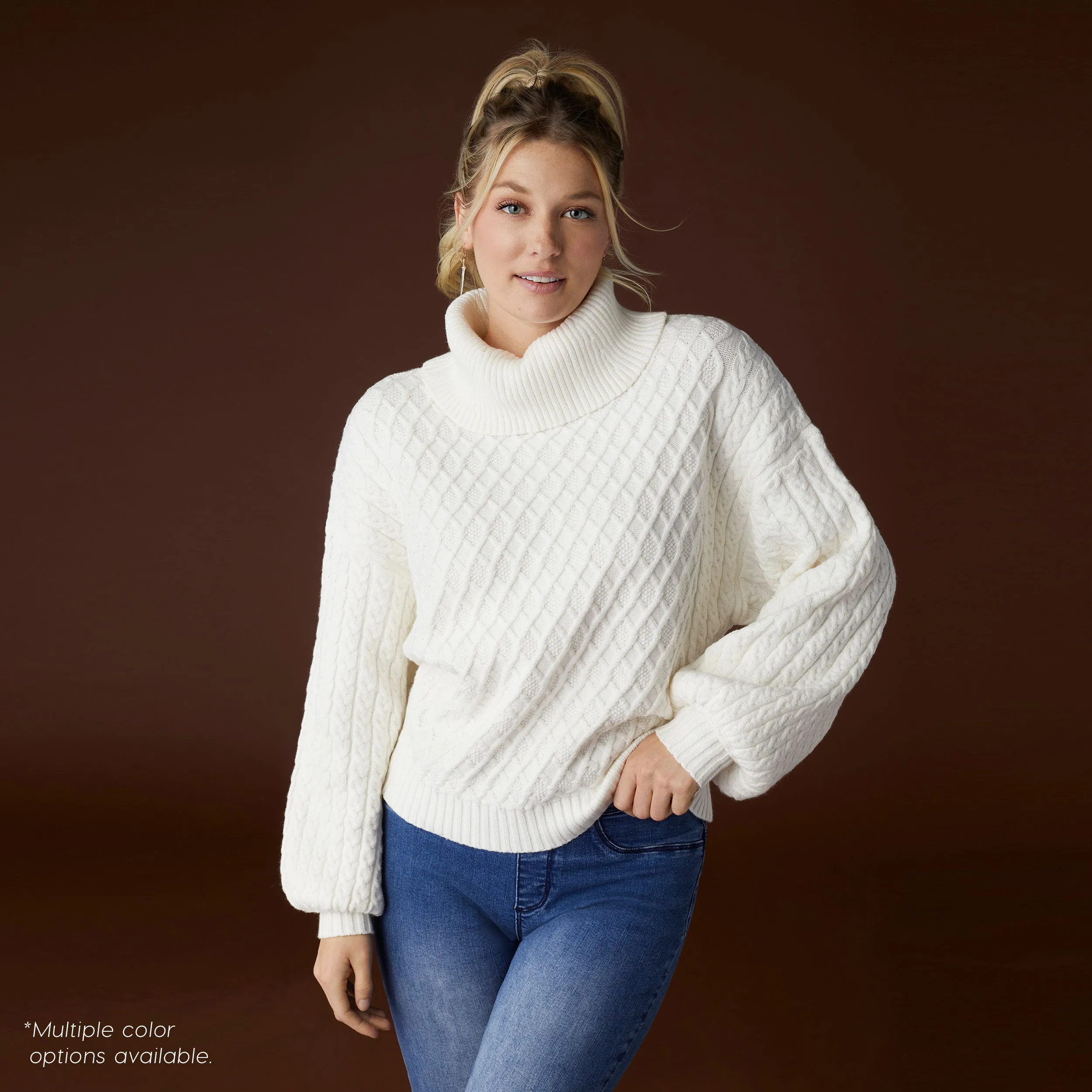 Maren Cable Knit Turtleneck Sweater - Red - Final Sale