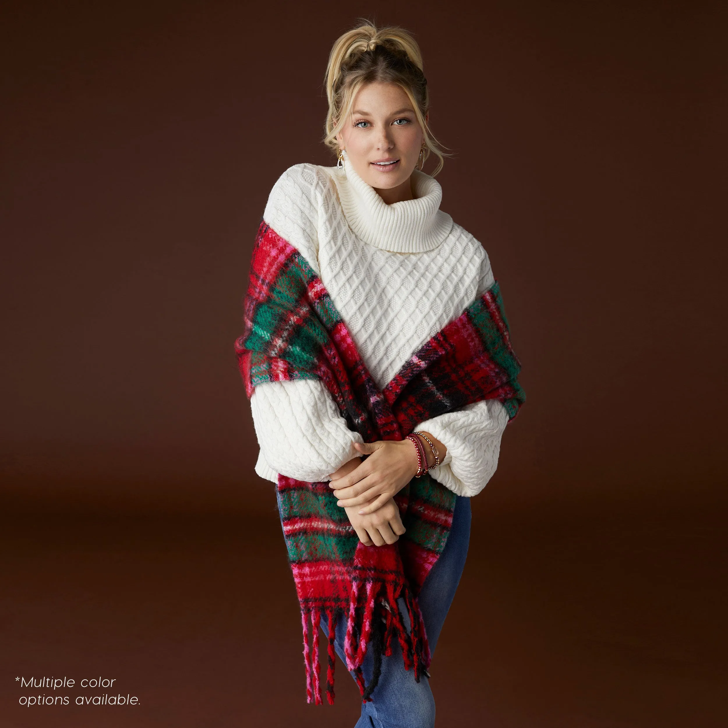 Maren Cable Knit Turtleneck Sweater - Red - Final Sale