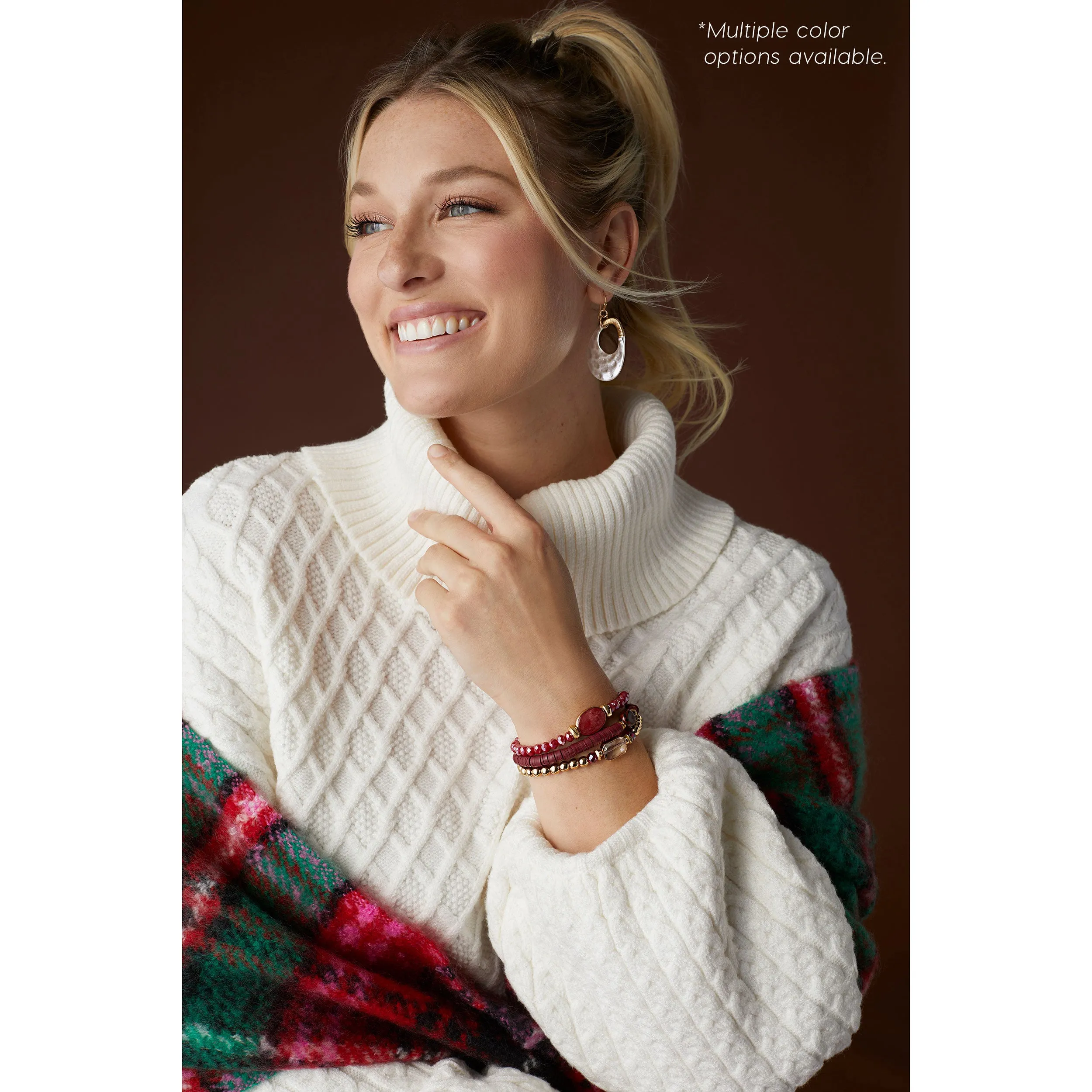 Maren Cable Knit Turtleneck Sweater - Red - Final Sale