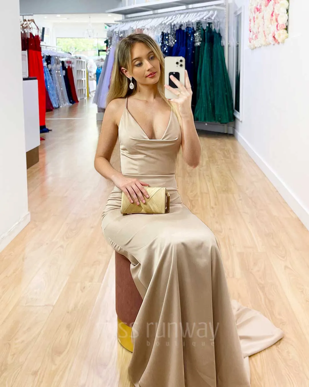 Maurie Satin Gown - Champagne [HIRE]
