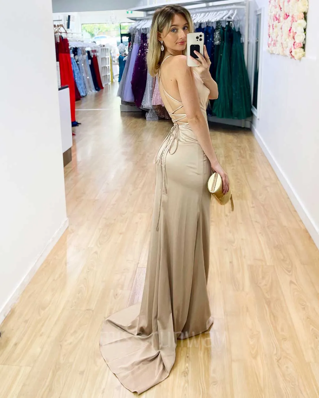 Maurie Satin Gown - Champagne [HIRE]