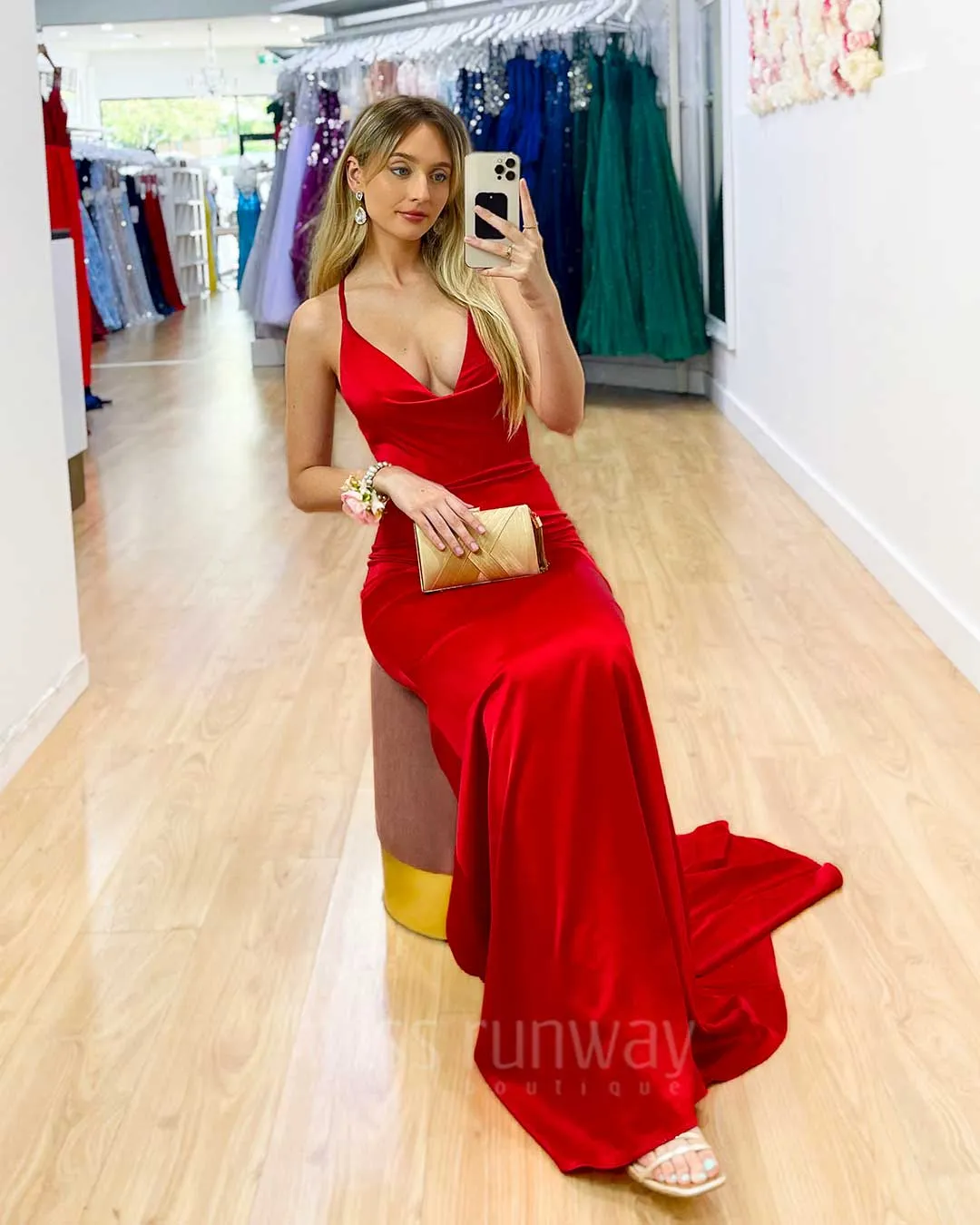 Maurie Satin Gown - Red [HIRE]