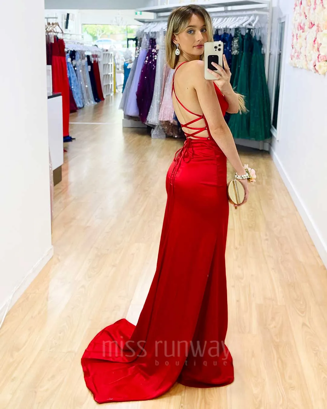 Maurie Satin Gown - Red [HIRE]