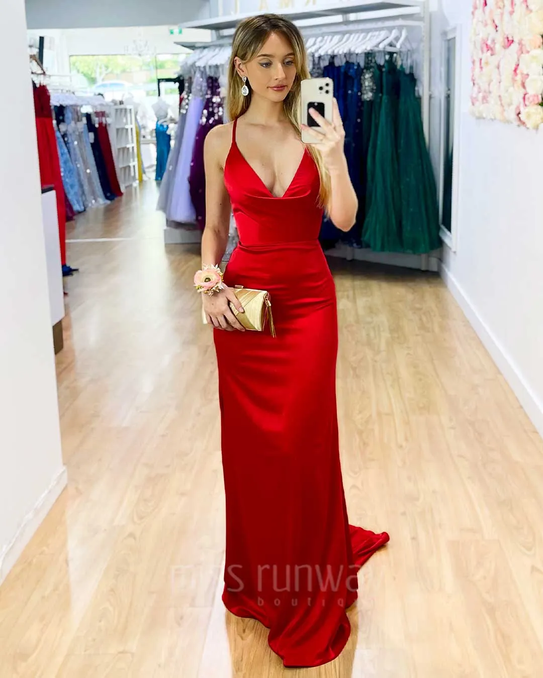 Maurie Satin Gown - Red [HIRE]