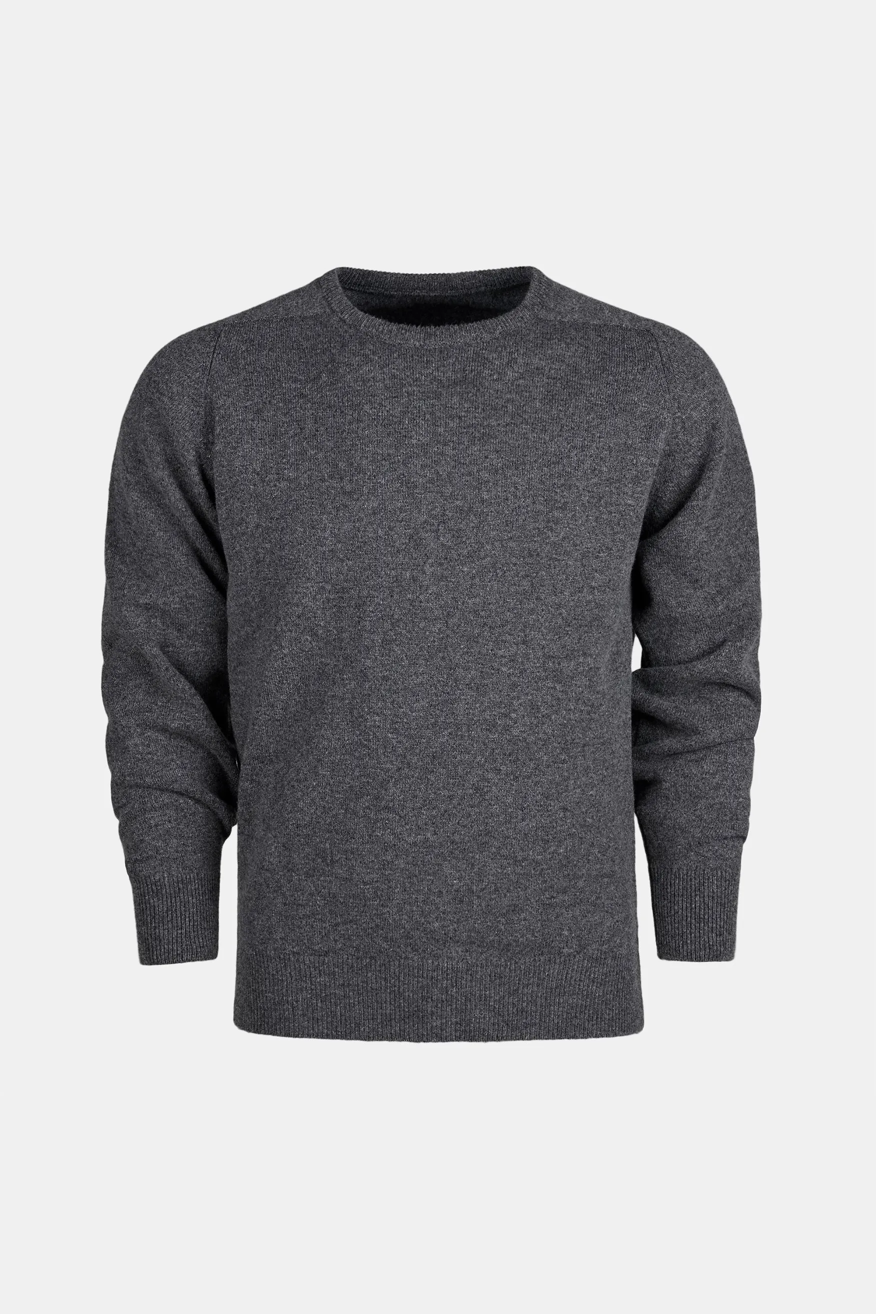 Men's Lambswool Saddle Shoulder Crew Neck - Grey