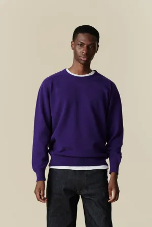 Men's Lambswool Saddle Shoulder Crew Neck - Purple