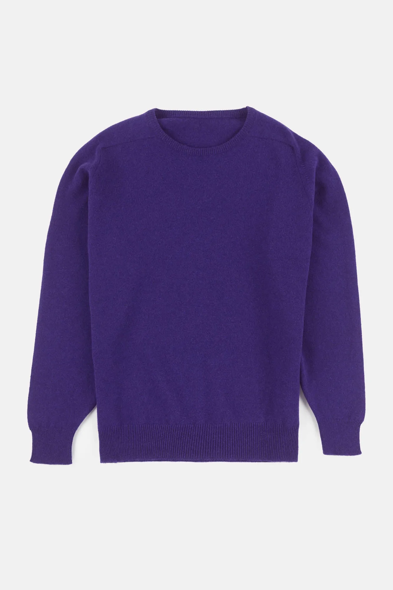 Men's Lambswool Saddle Shoulder Crew Neck - Purple