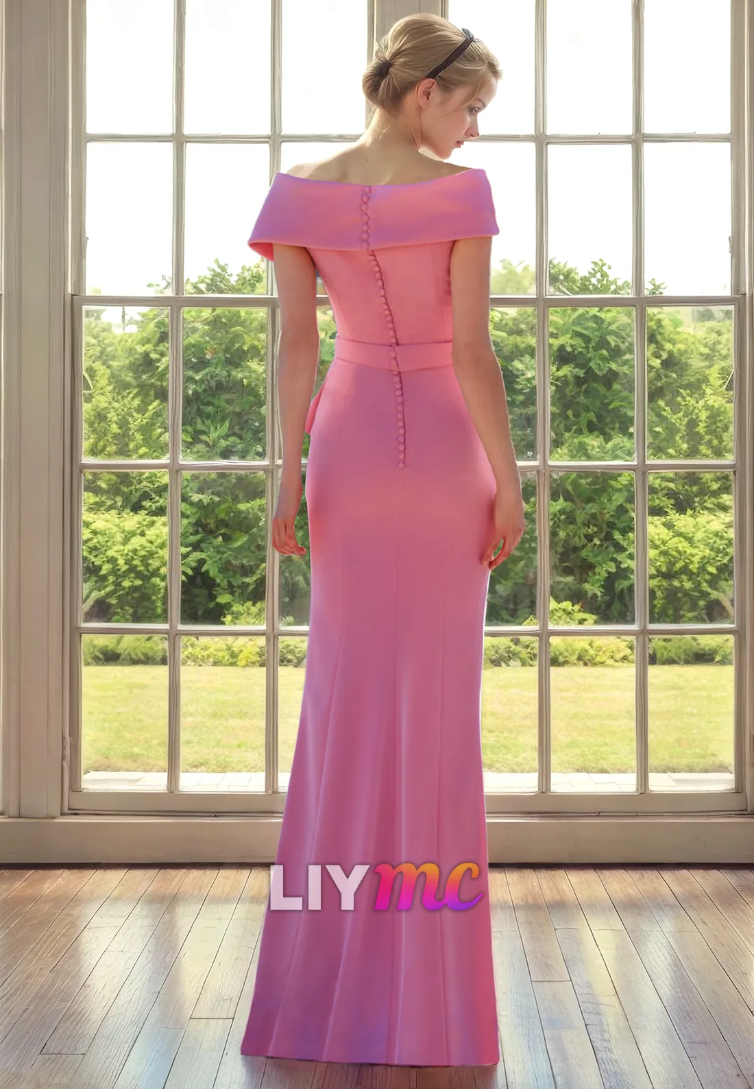 Off-Shoulder Strapless Ruffled Sleek Satin Sheath Mother of Bride Dress
