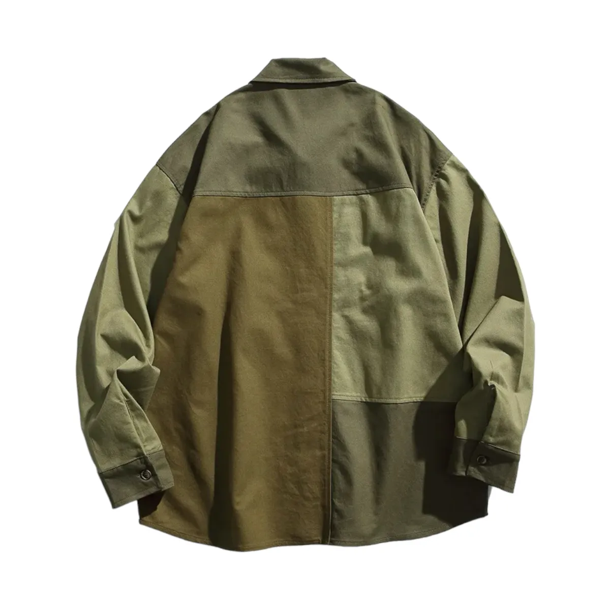 Oversized fit color block cotton canvas shirt