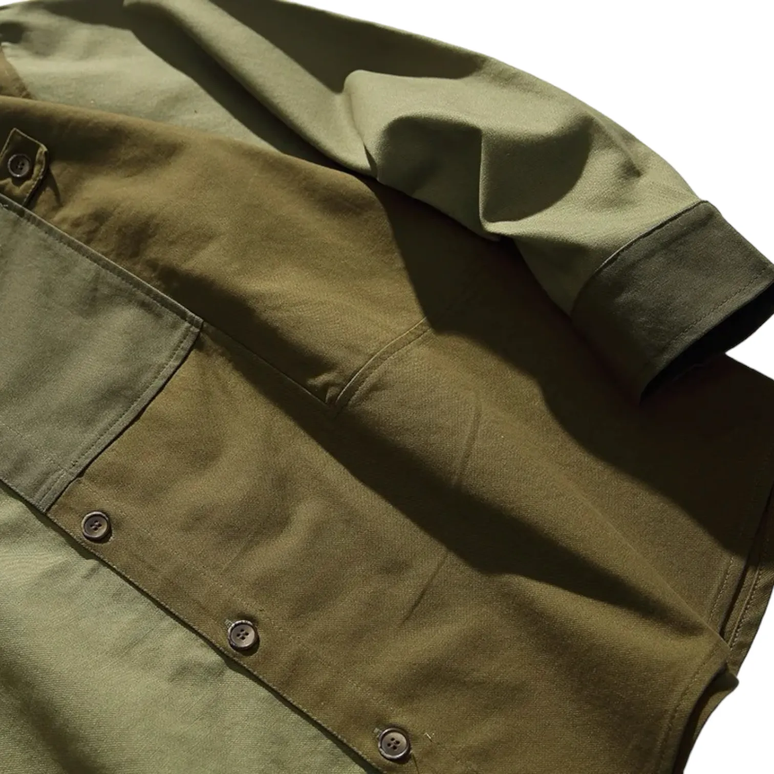 Oversized fit color block cotton canvas shirt