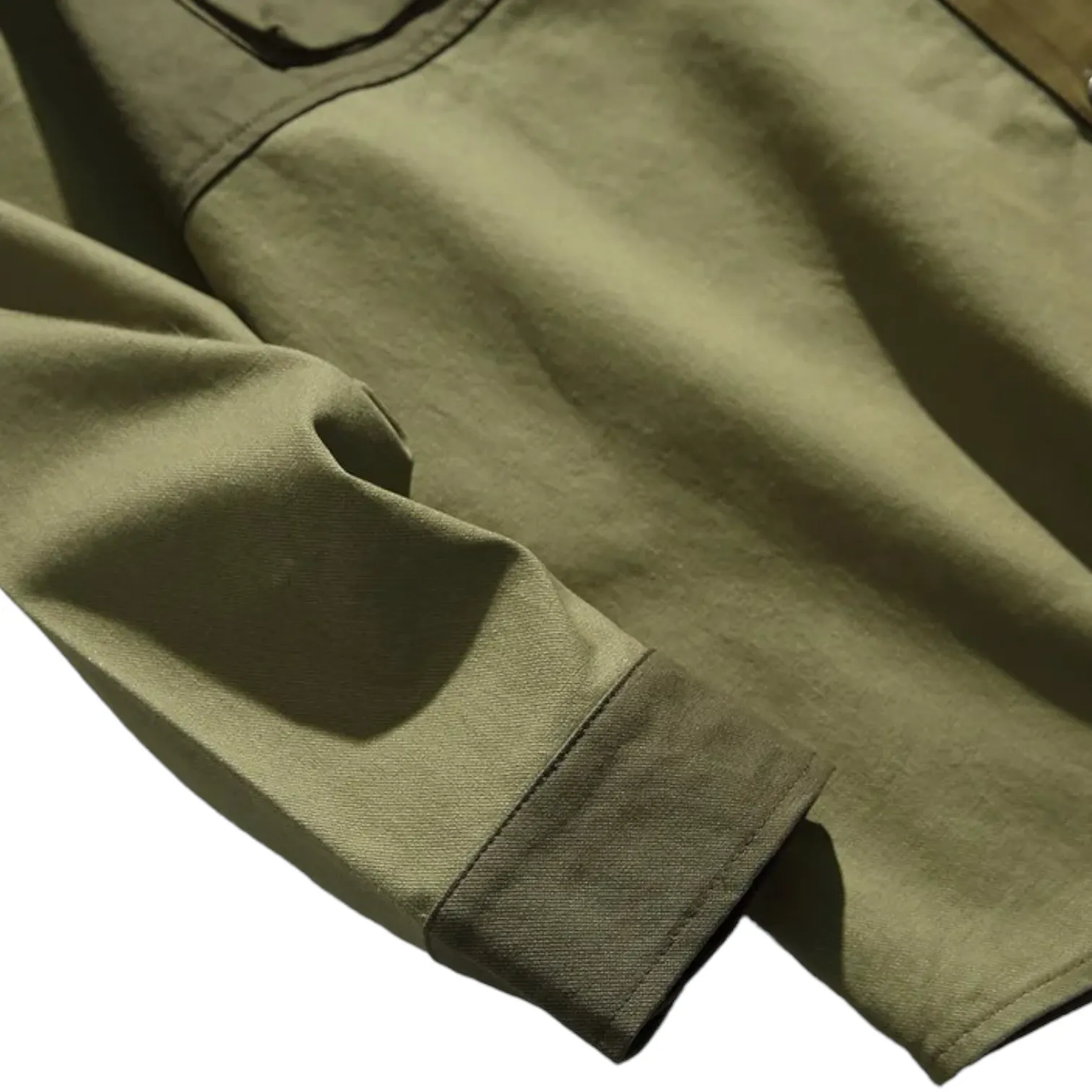 Oversized fit color block cotton canvas shirt